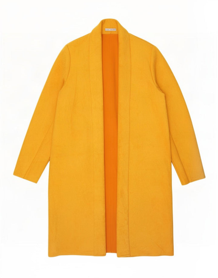 Zara Womens Open Overcoat UK 18 XL Yellow Polyester