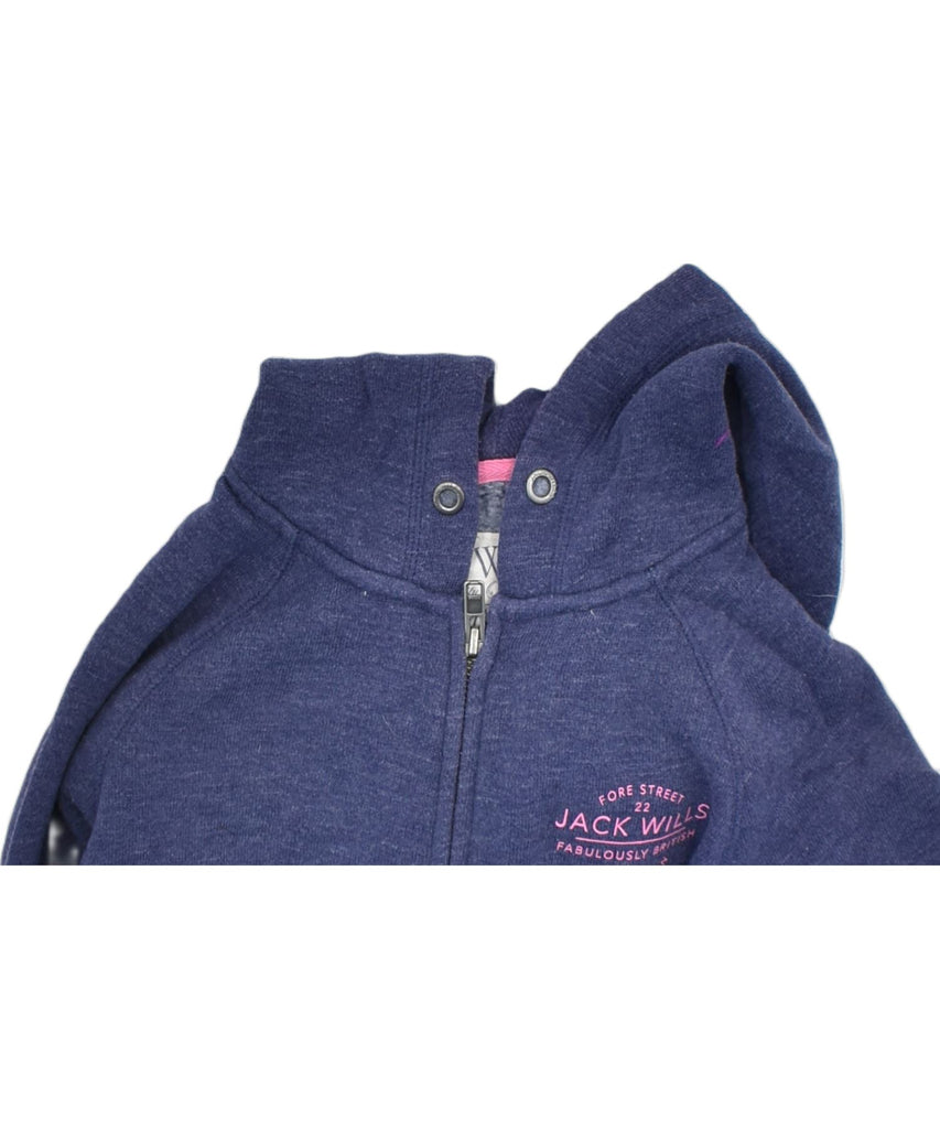 JACK WILLS Womens Zip Hoodie Sweater UK 8 Small Navy Blue Cotton Sports | Vintage | Thrift | Second-Hand | Used Clothing | Messina Hembry 