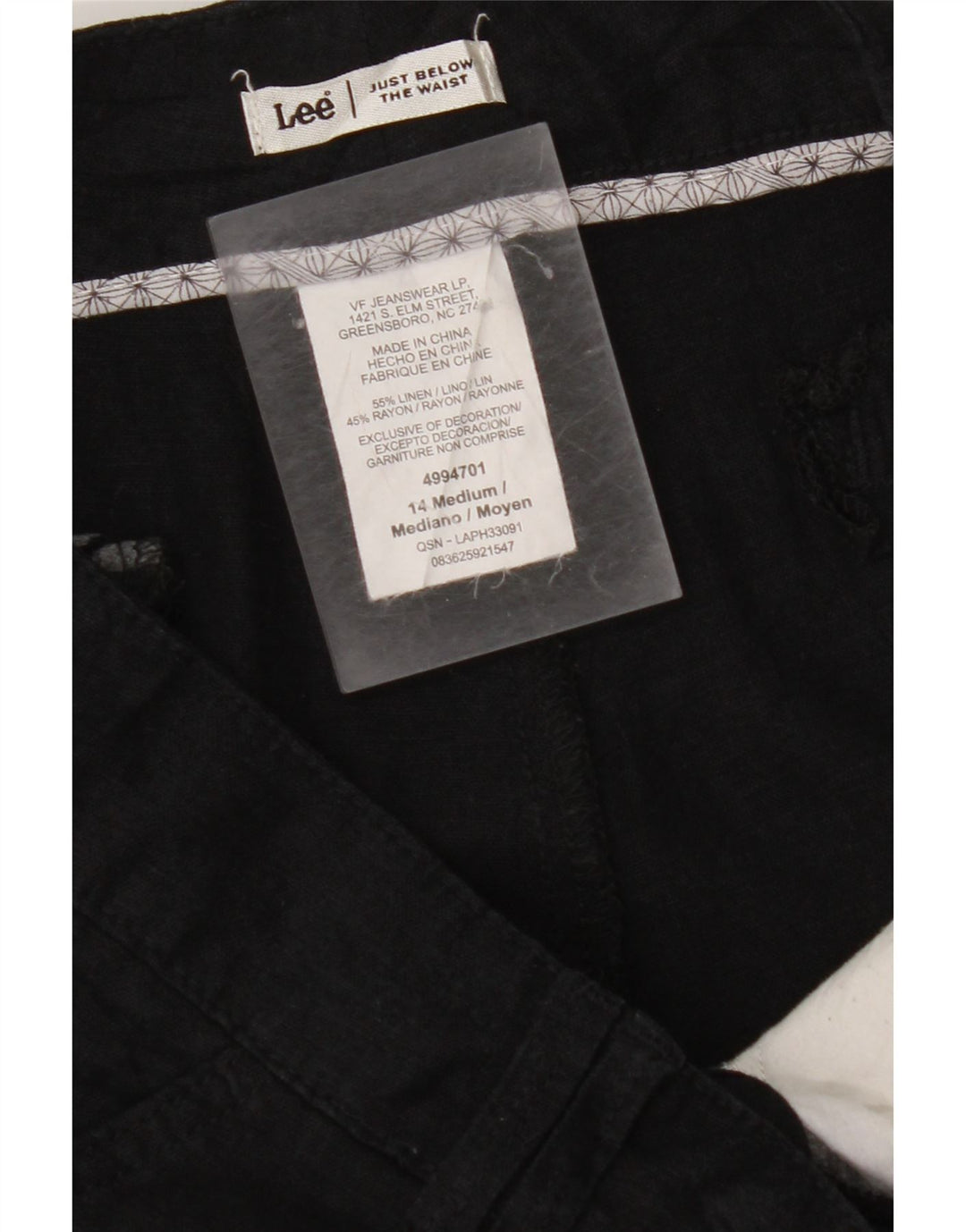 LEE Womens Bermuda Shorts US 14 Large W36  Black Linen