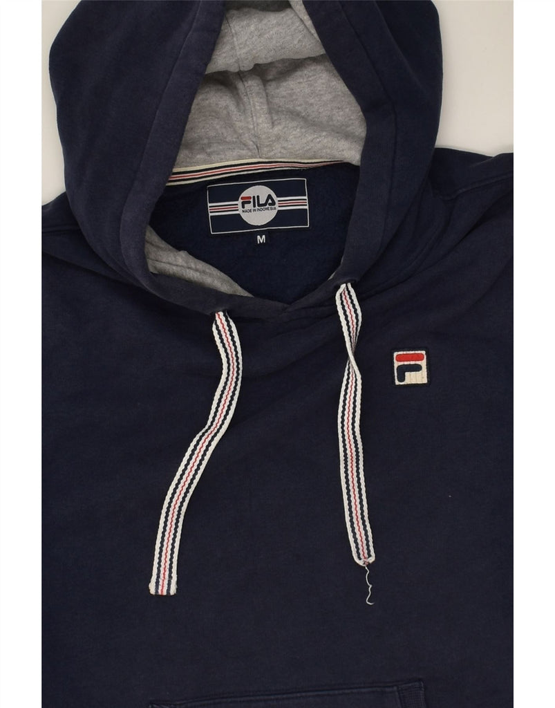 FILA Womens Hoodie Jumper UK 14 Medium Navy Blue Cotton | Vintage Fila | Thrift | Second-Hand Fila | Used Clothing | Messina Hembry 