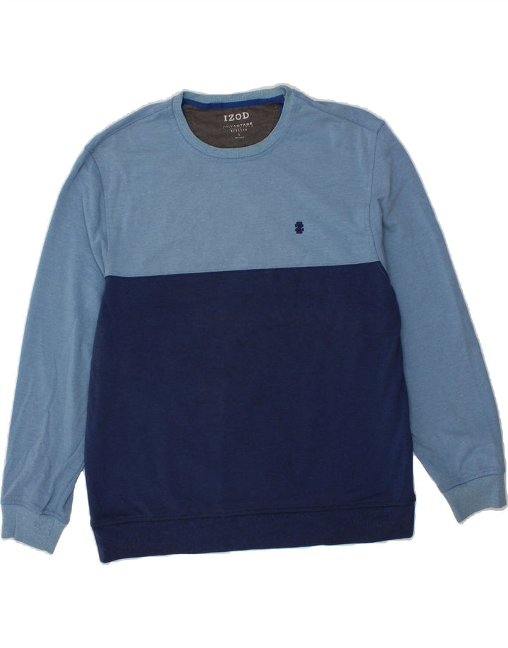 IZOD Mens Sweatshirt Jumper Large Blue Colourblock Vintage Izod and Second-Hand Izod from Messina Hembry 