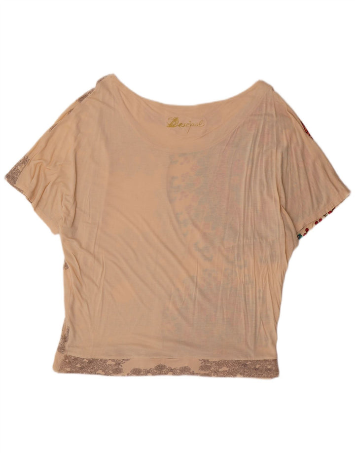 Desigual Womens Batwing Blouse Top UK 12 Medium Off White Floral