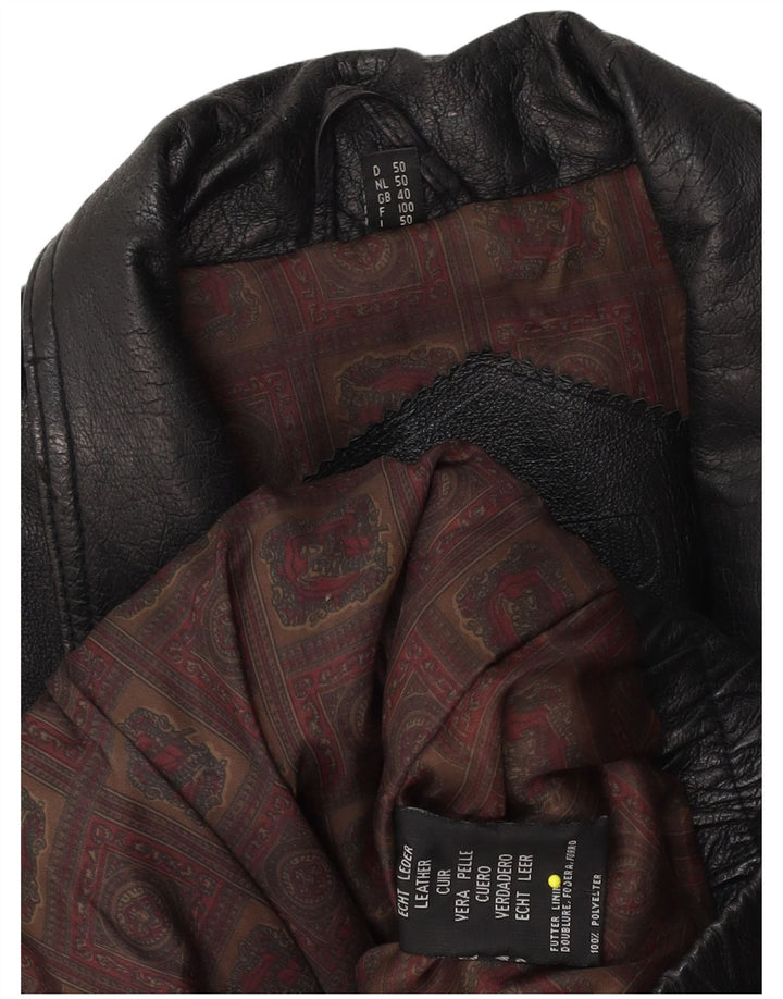 Vintage Mens Leather Jacket UK 40 Large Black Leather
