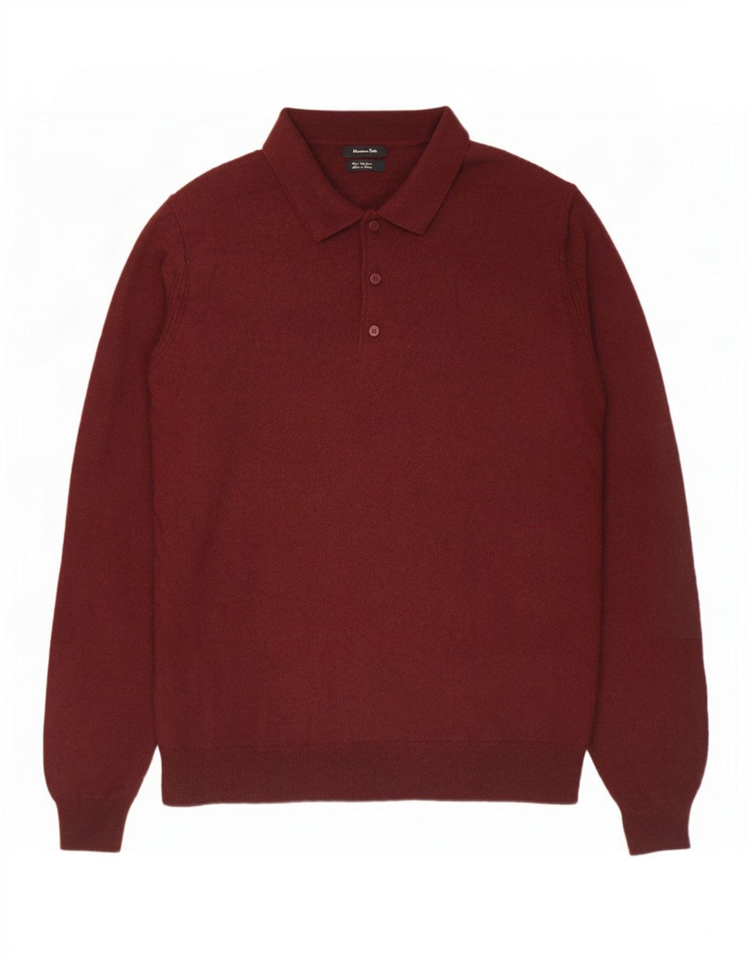 Massimo Dutti Mens Polo Neck Jumper Sweater Large Burgundy Wool