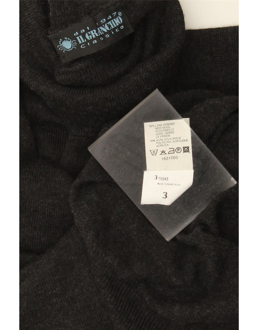 IL GRANCHIO Mens Roll Neck Jumper Sweater Medium Grey Wool