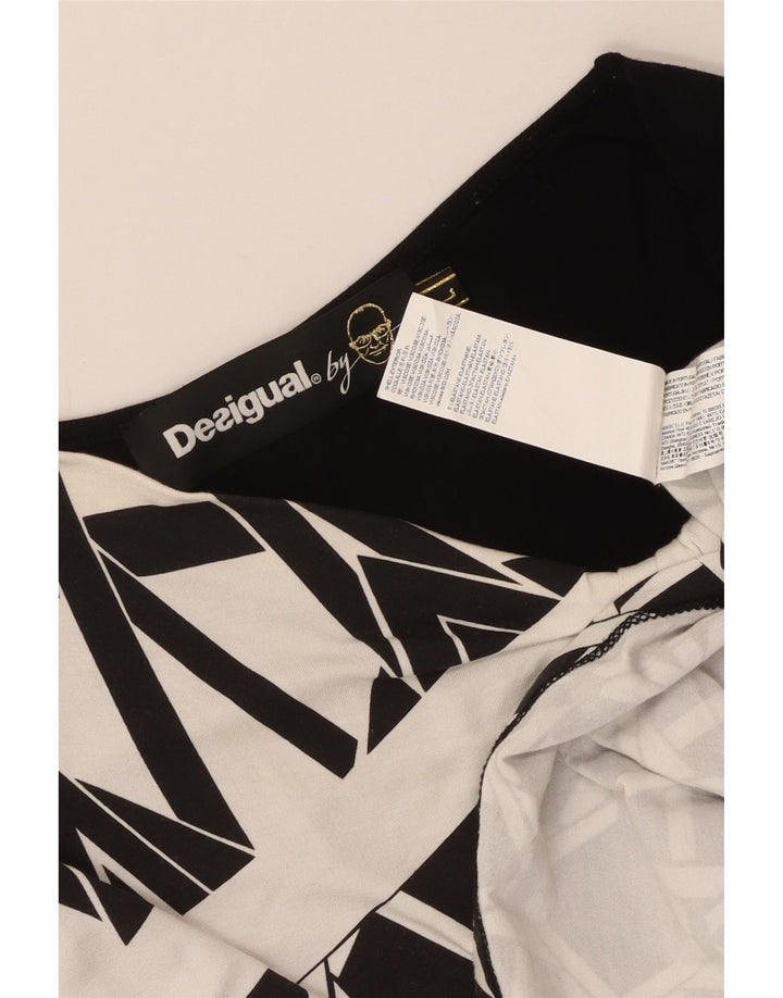 Desigual Womens Vest Top UK 14 Large Black Geometric Viscose