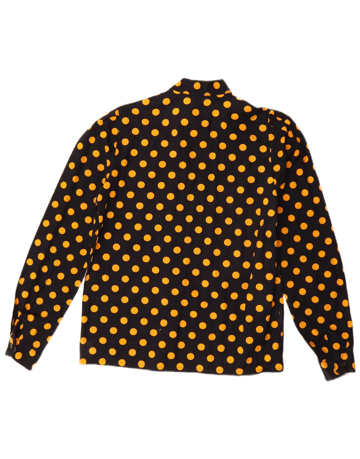 Vintage Womens Shirt Blouse EU 38 Medium Black Polka Dot Cotton