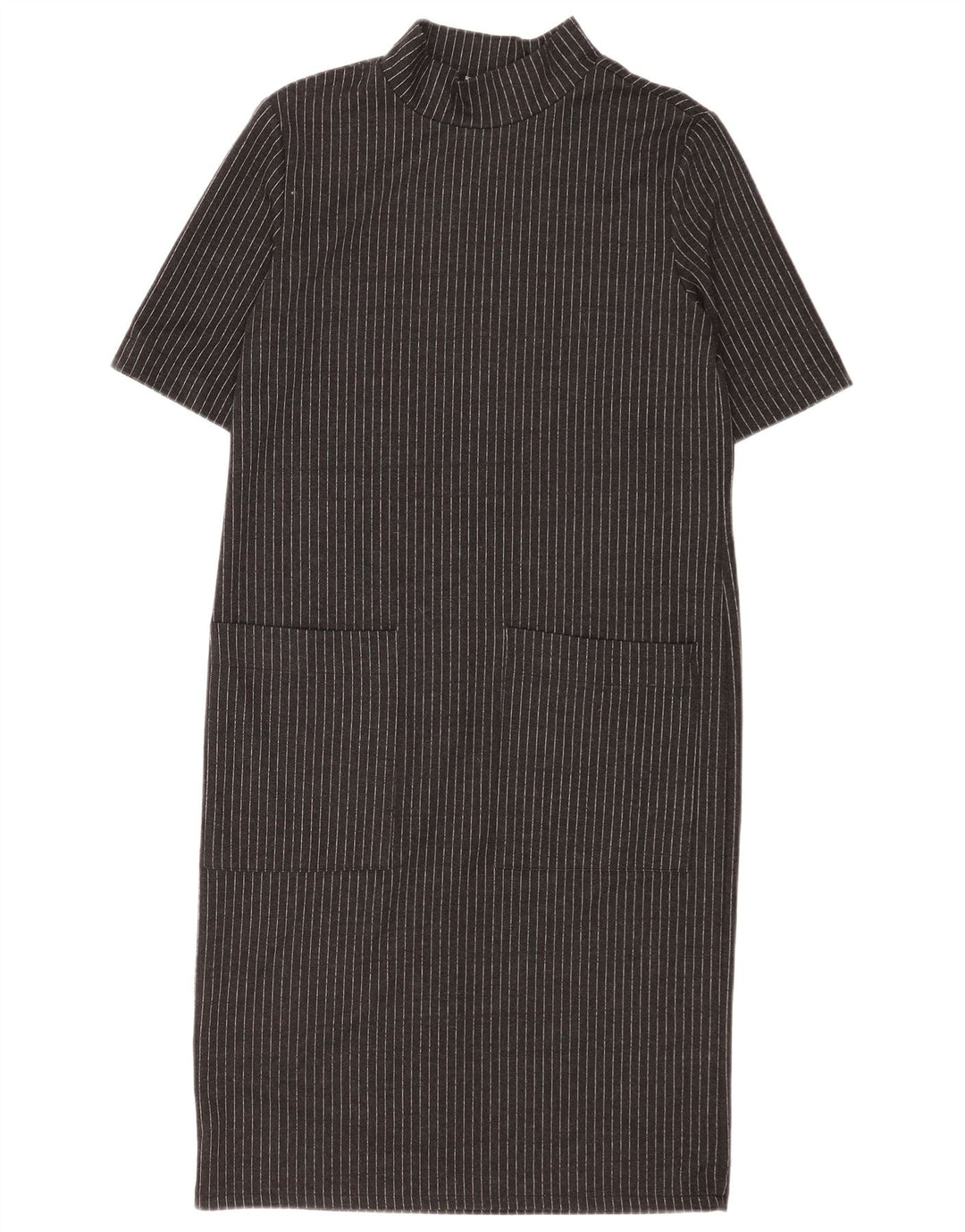 Zara Womens Shift Dress UK 10 Small Black Pinstripe