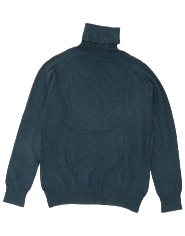 Zara Womens Roll Neck Jumper Sweater UK 14 Large Blue Cotton