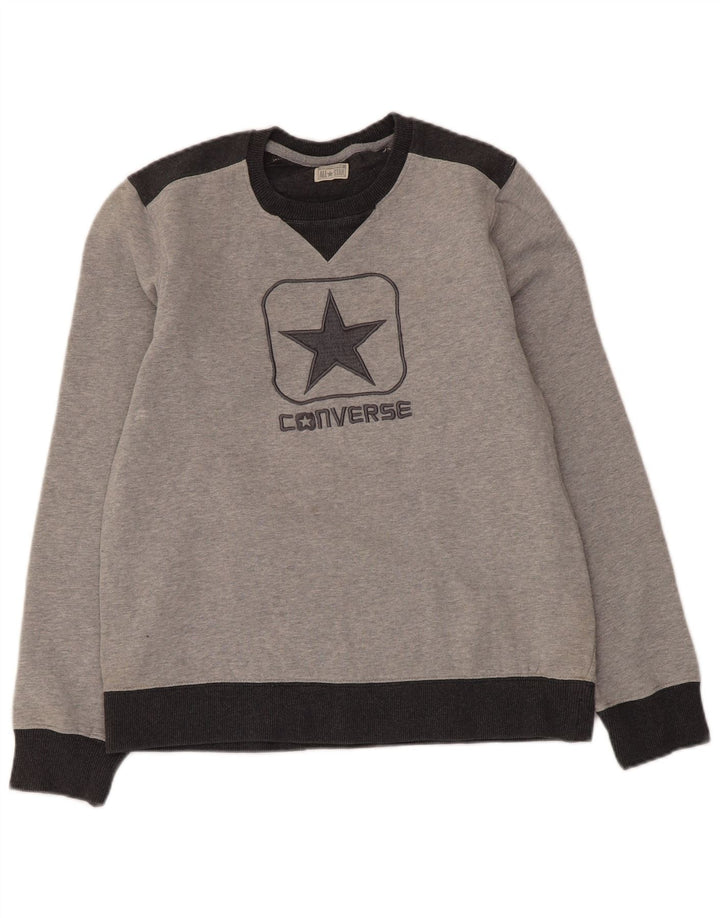 Converse Womens Graphic Sweatshirt Jumper UK 14 Medium Grey Colourblock