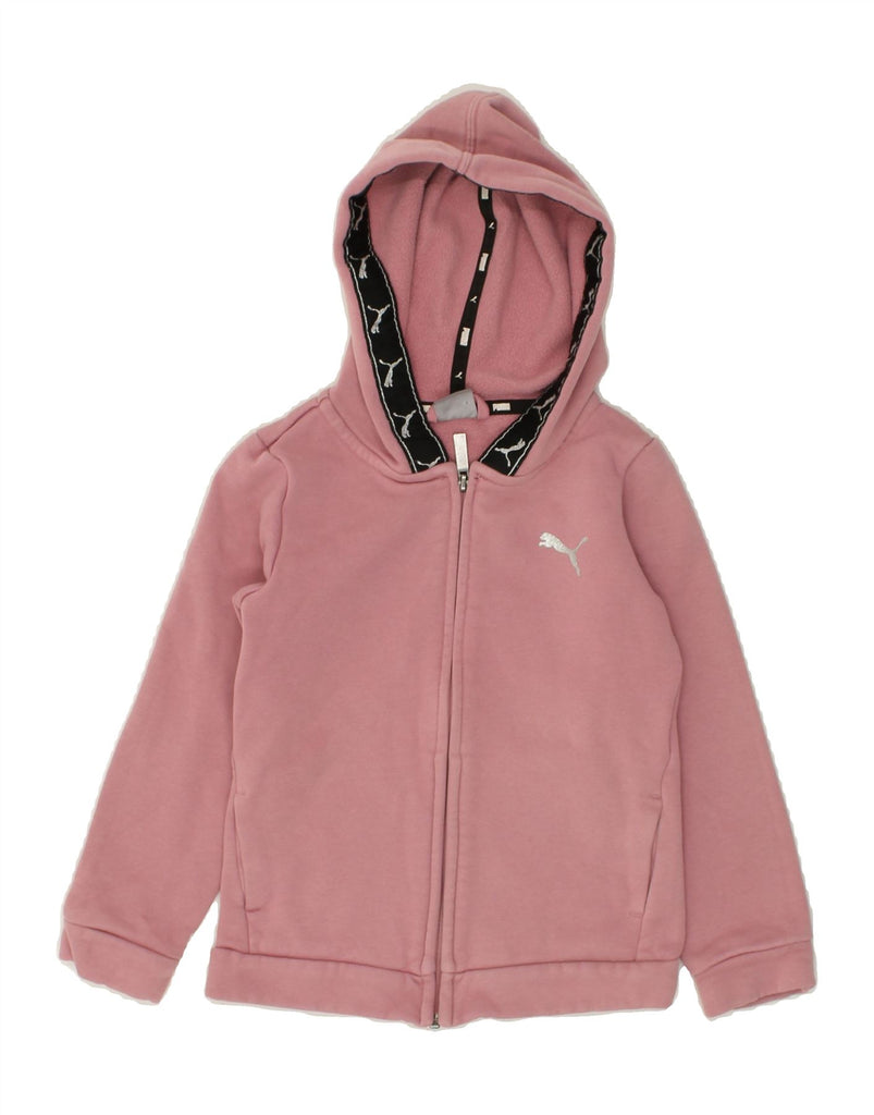 PUMA Girls Zip Hoodie Sweater 7-8 Years Pink Colourblock | Vintage Puma | Thrift | Second-Hand Puma | Used Clothing | Messina Hembry 