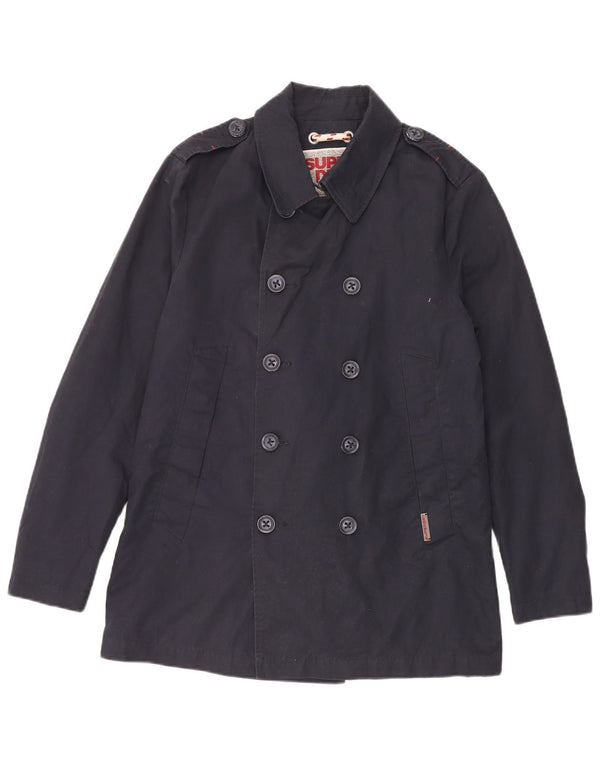 Superdry Mens Pea Coat UK 40 Large Navy Blue Cotton
