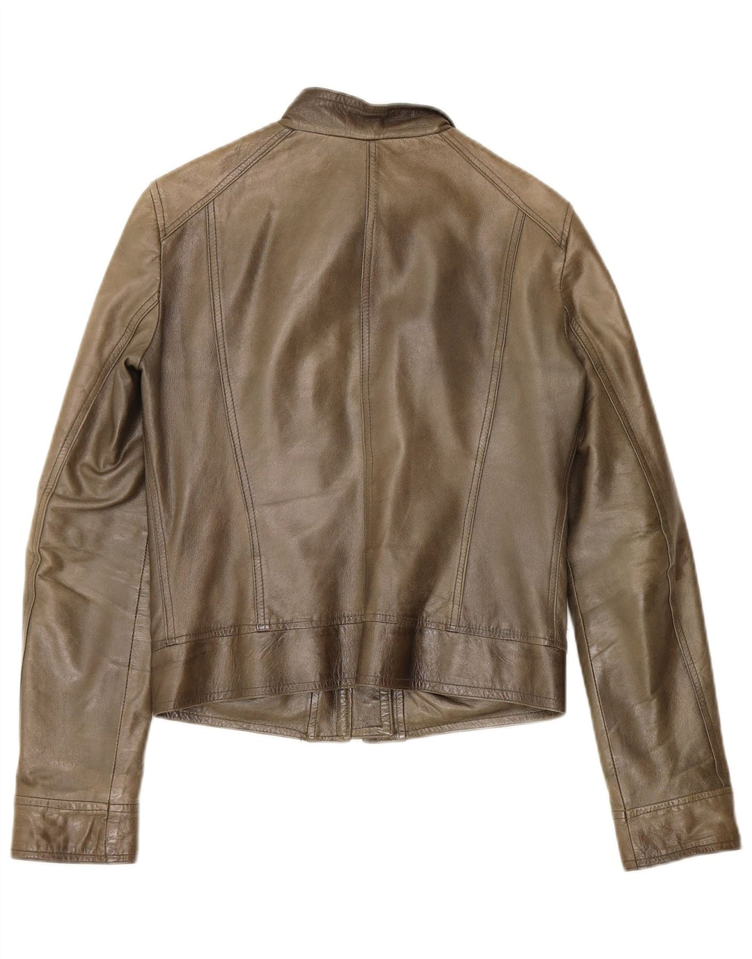 Vintage Womens Leather Jacket IT 42 Medium Khaki Leather