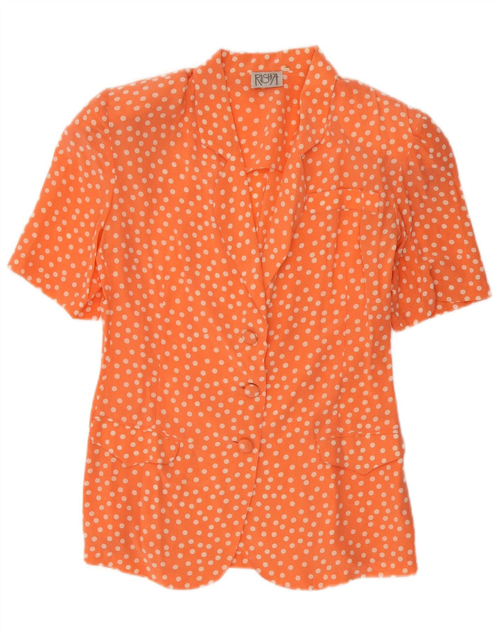 Vintage Womens Short Sleeve Blazer Jacket IT 42 Medium Orange Polka Dot
