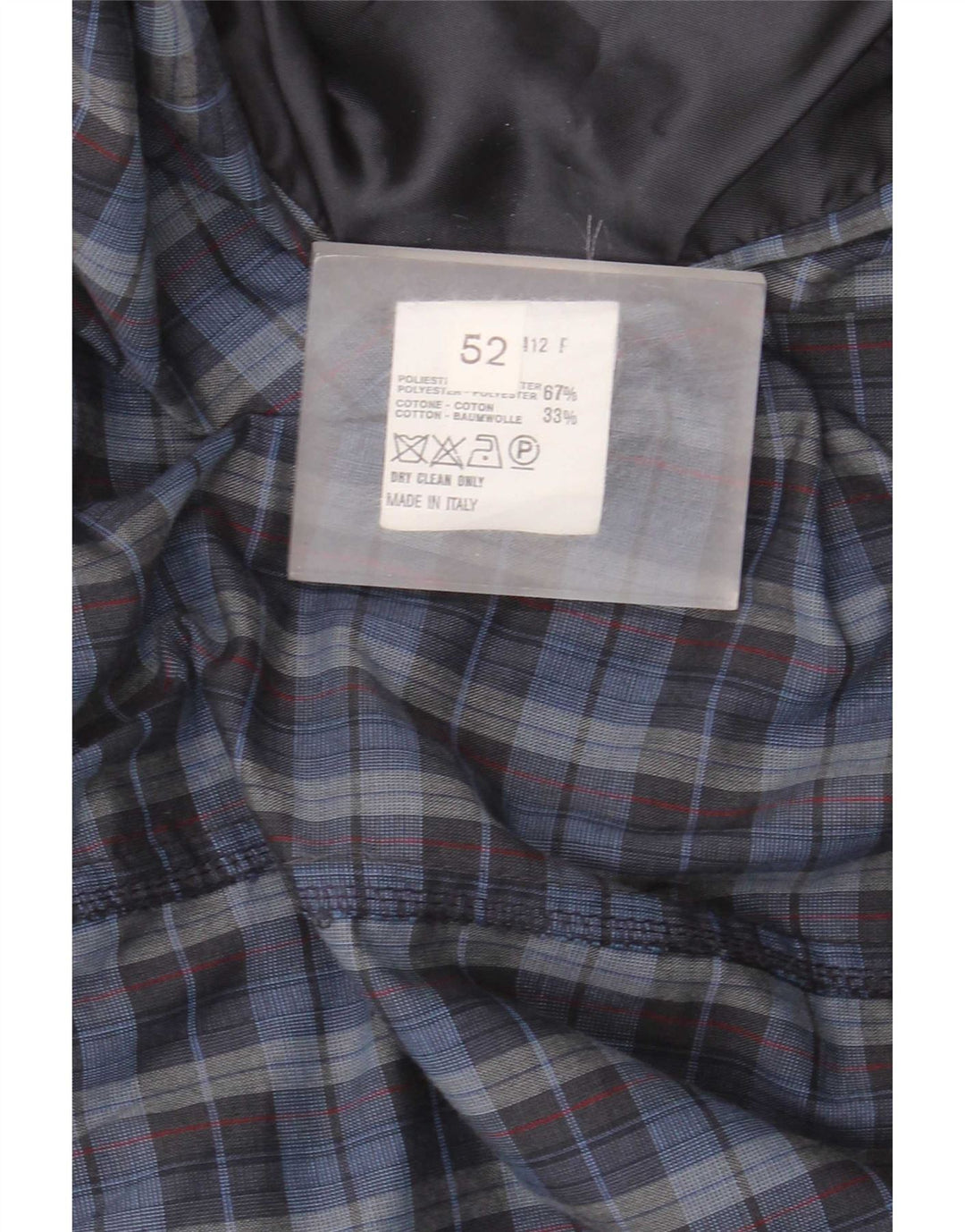 Vintage Mens Military Bomber Jacket IT 52 XL Blue Check Polyester