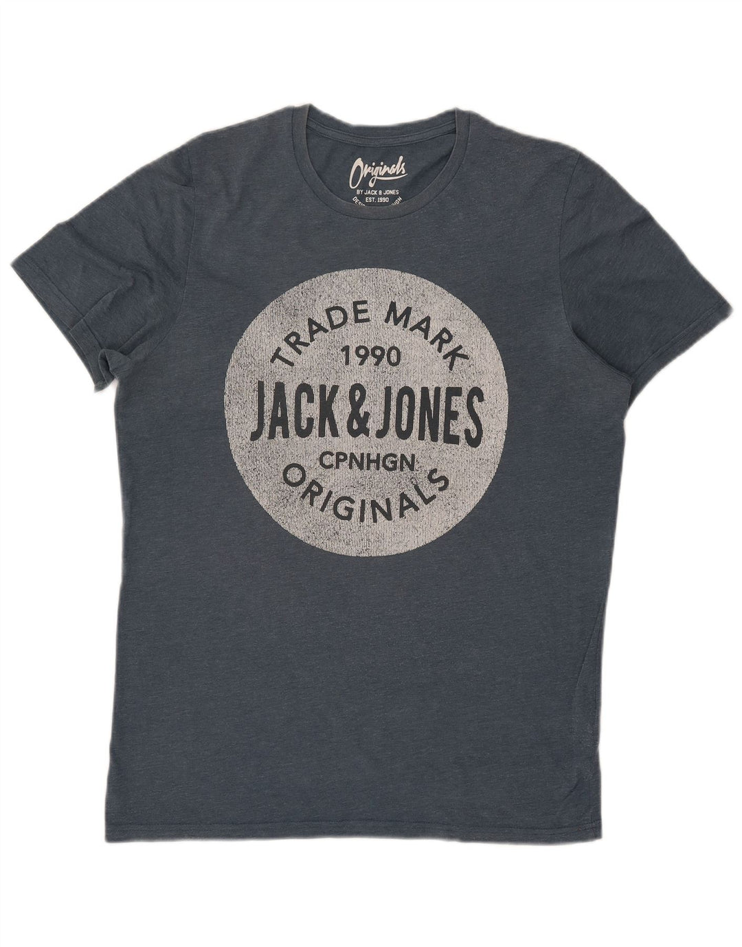 Jack & Jones Mens Graphic T-Shirt Top Large Blue Cotton
