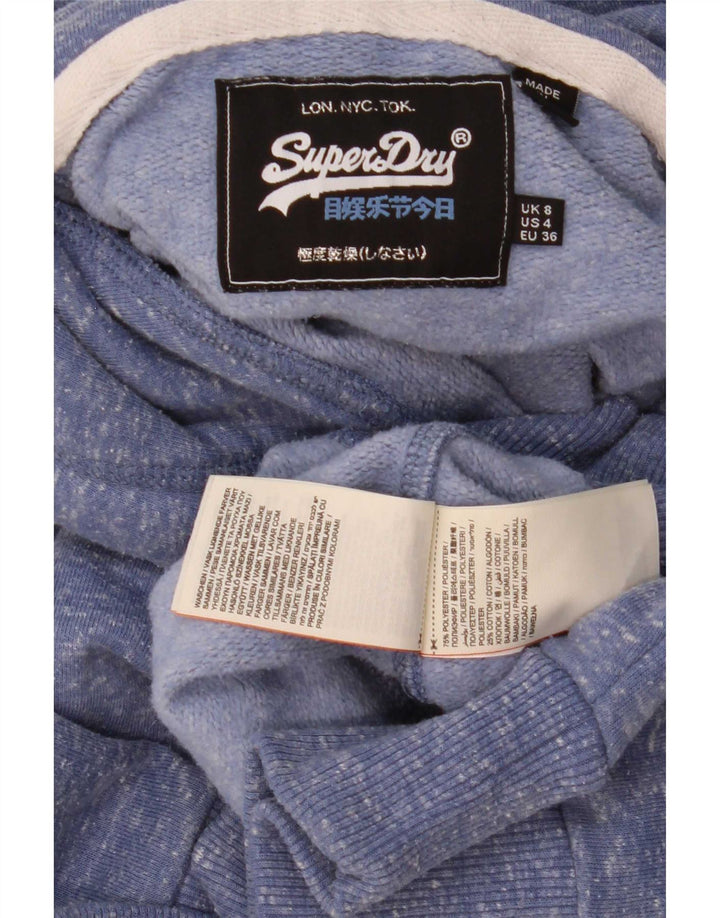 Superdry Womens Graphic Hoodie Jumper UK 8 Small Blue Flecked Polyester