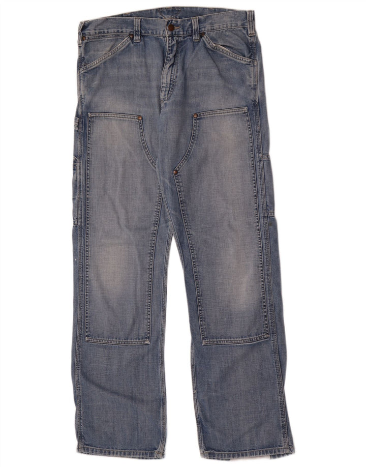 Meltin' Pot Mens Cargo Straight Jeans W36 L33 Blue Cotton
