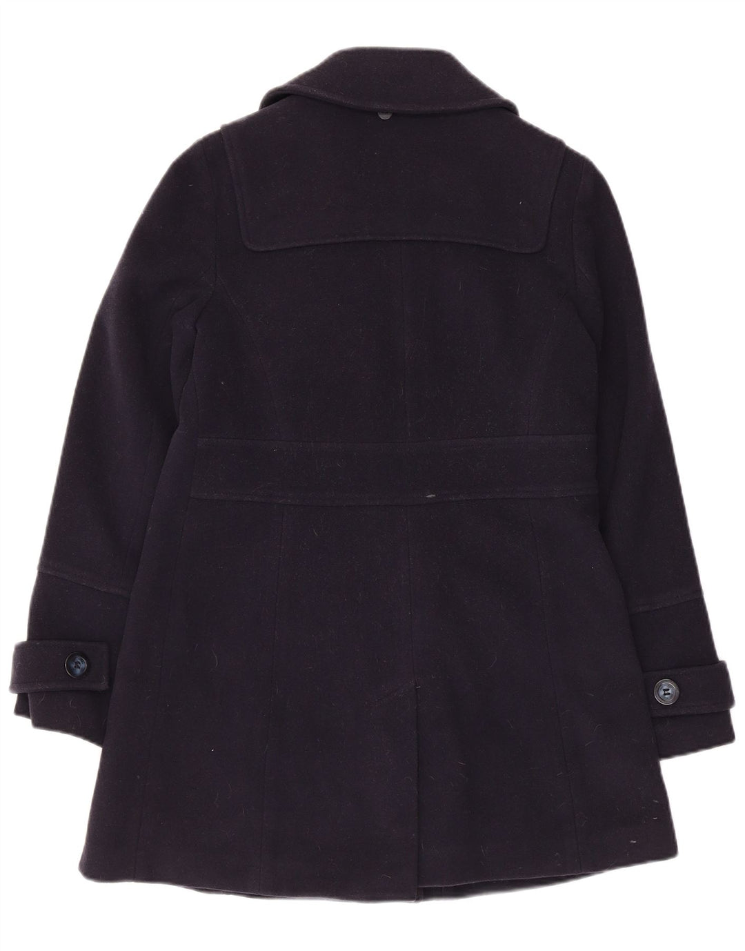 Monsoon Womens Double Breasted Coat UK 8 Small Navy Blue Wool