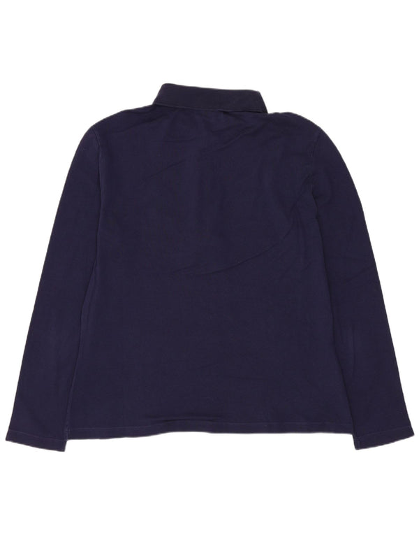 Lacoste Womens Long Sleeve Slim Fit Polo Shirt Size 44 Large Navy Blue