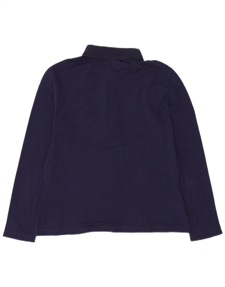 Lacoste Womens Long Sleeve Slim Fit Polo Shirt Size 44 Large Navy Blue