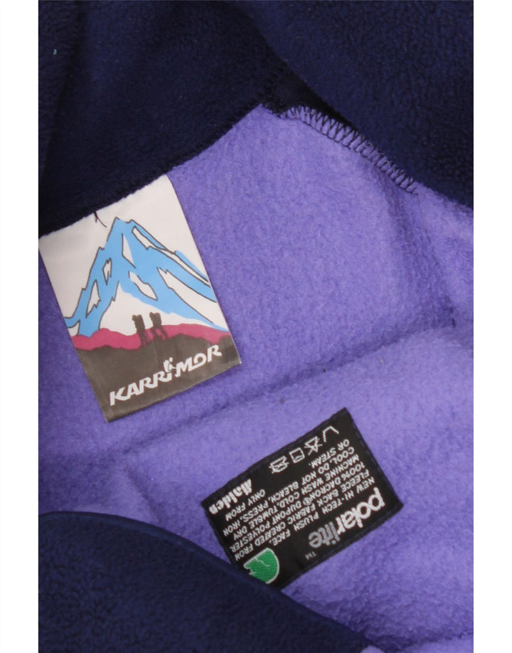 KARRIMOR Womens Hooded Fleece Jacket UK 14 Medium Navy Blue Colourblock