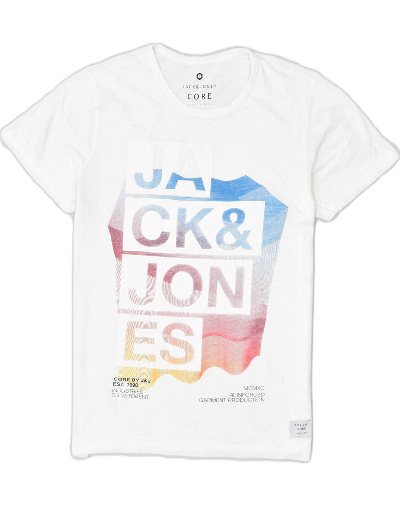 JACK & JONES Mens Graphic T-Shirt Top Medium White Cotton | Vintage | Thrift | Second-Hand | Used Clothing | Messina Hembry 