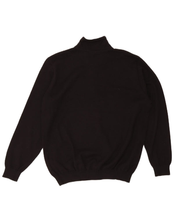 Paul & Shark Mens Zip Neck Jumper Sweater XL Black Virgin Wool
