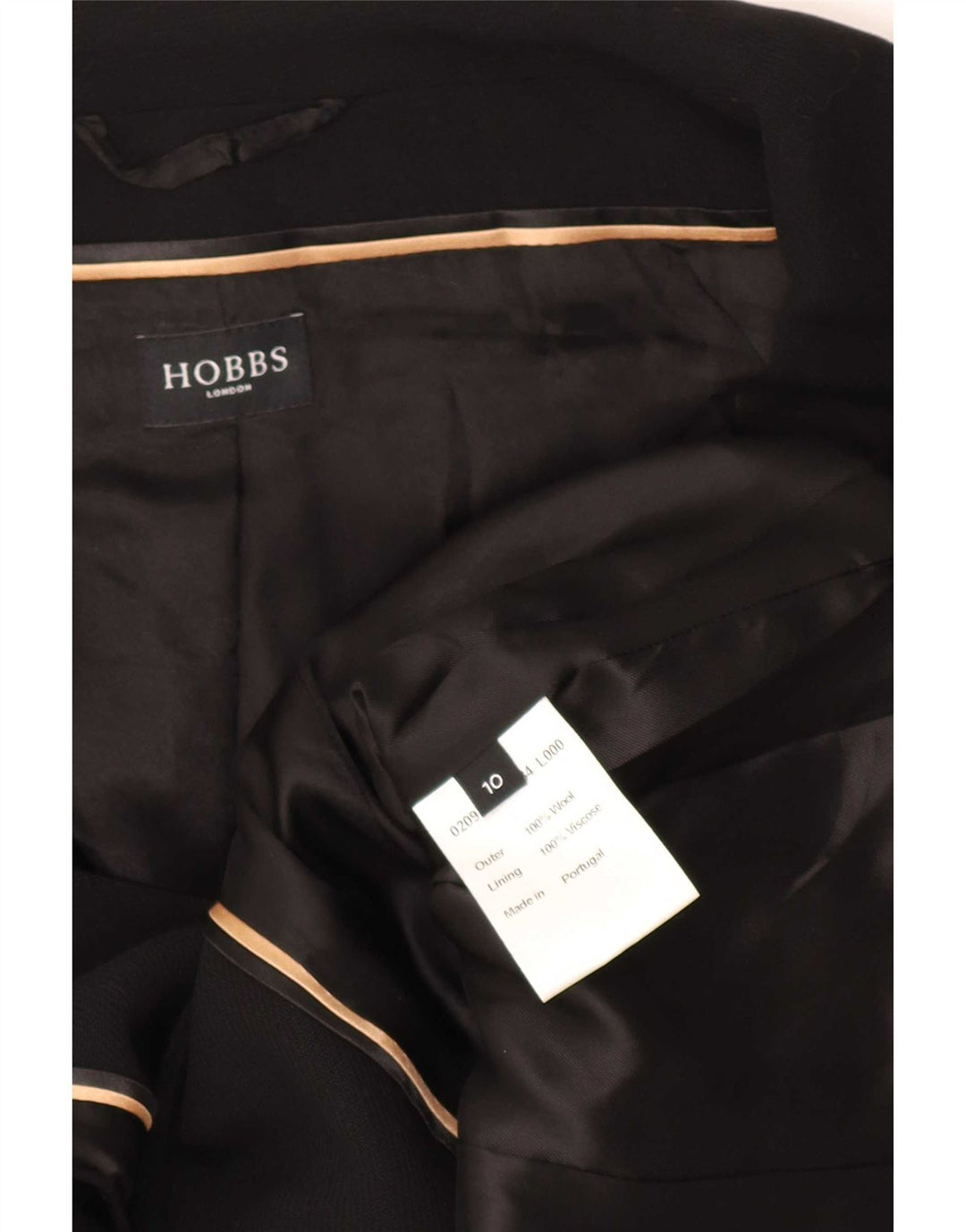 Hobbs Womens Crop 3 Button Blazer Jacket UK 10 Small Black Wool