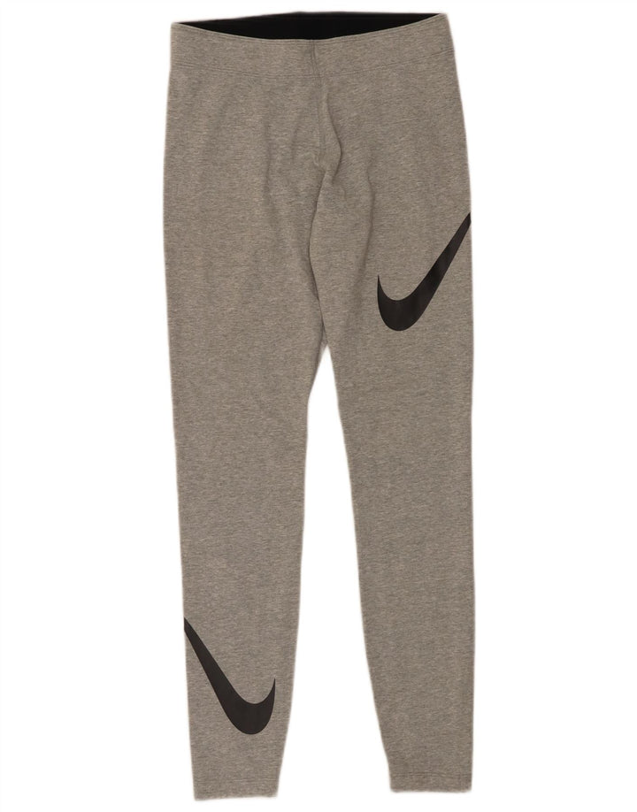 NIKE Womens Graphic Leggings UK 10 Small  Grey Flecked Cotton
