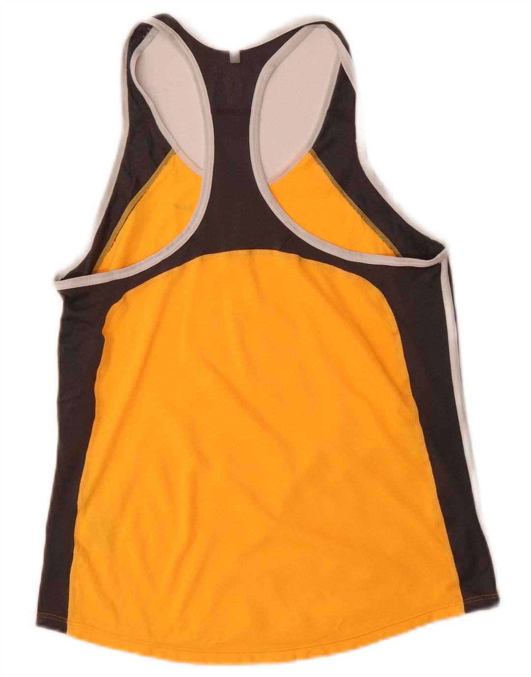 Nike Womens Dri Fit Vest Top UK 12 Medium Yellow Colourblock Polyester
