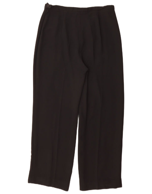 Max Mara Womens Straight Casual Trousers UK 16 Large W32 L30 Black Acetate