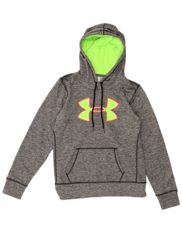 Under Armour Womens Cold Gear Graphic Hoodie Jumper UK 10 Small Grey