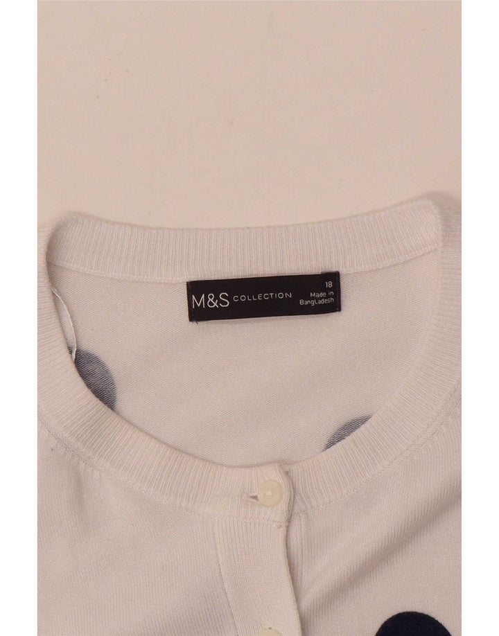 Marks & Spencer Womens Cardigan Sweater UK 18 XL White Geometric