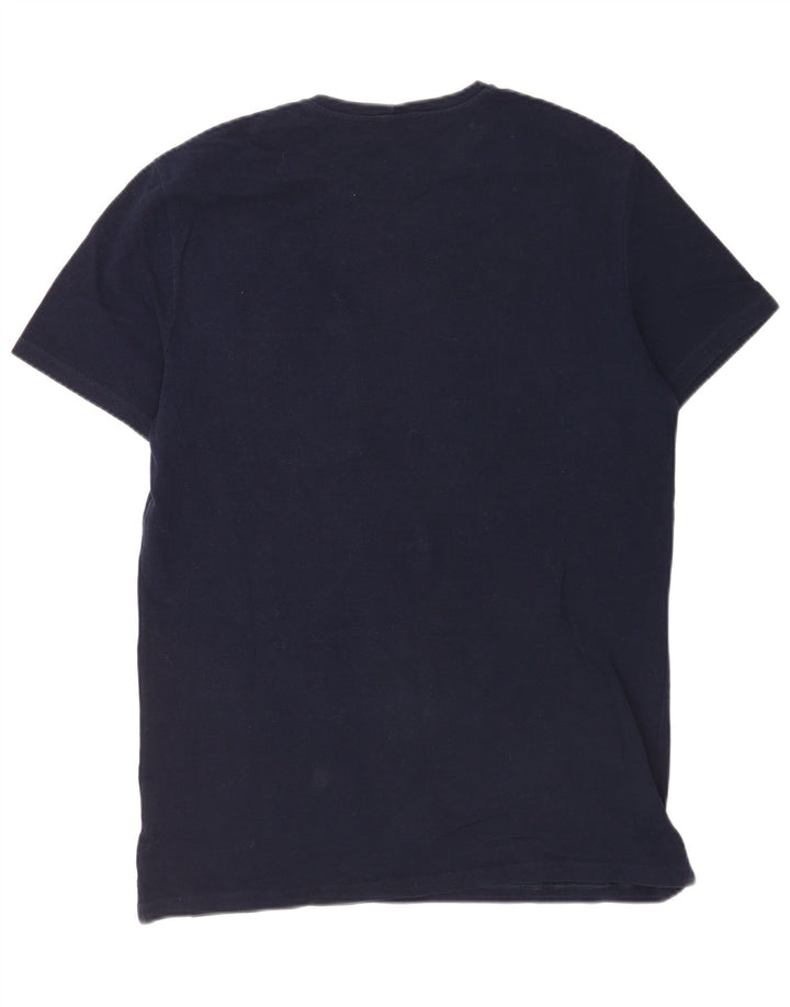 Benetton Mens T-Shirt Top Large Navy Blue Cotton