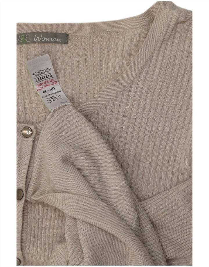 Marks & Spencer Womens Cardigan Sweater UK 20 2XL Beige Viscose