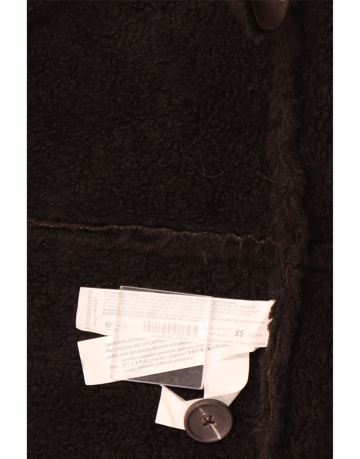 STRADIVARIUS Womens Oversized Sherpa Overcoat UK 6 XS Brown Polyester