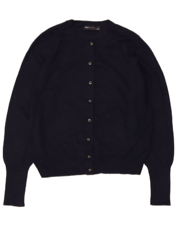 Marks & Spencer Womens Crop Cardigan Sweater UK 12 Medium Navy Blue Viscose