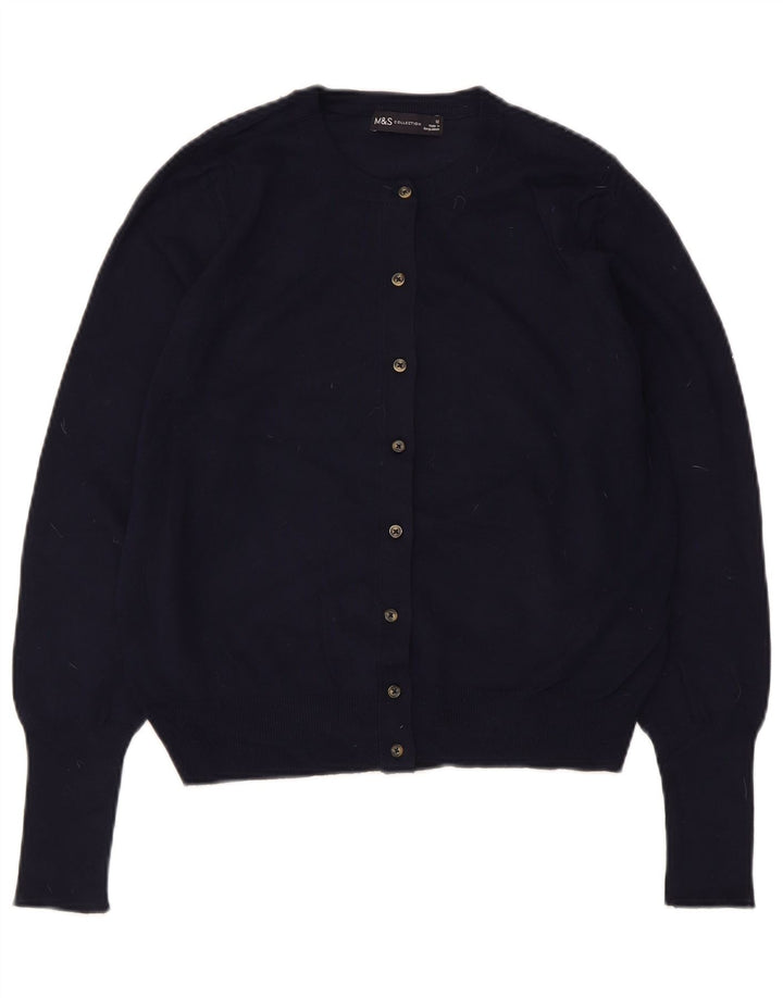 Marks & Spencer Womens Crop Cardigan Sweater UK 12 Medium Navy Blue Viscose