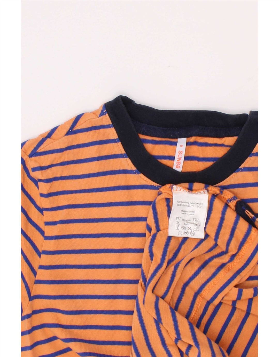 Sun68 Boys T-Shirt Top 9-10 Years Orange Striped Cotton