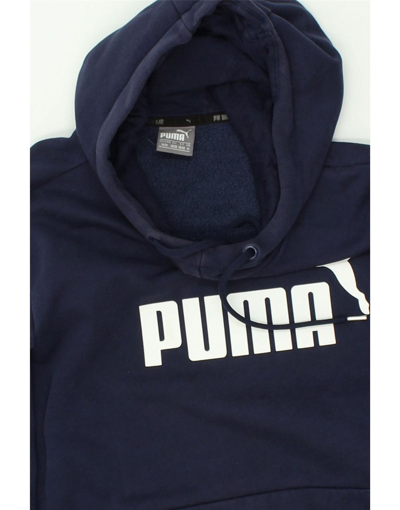 PUMA Mens Graphic Hoodie Jumper Medium Navy Blue Cotton | Vintage Puma | Thrift | Second-Hand Puma | Used Clothing | Messina Hembry 