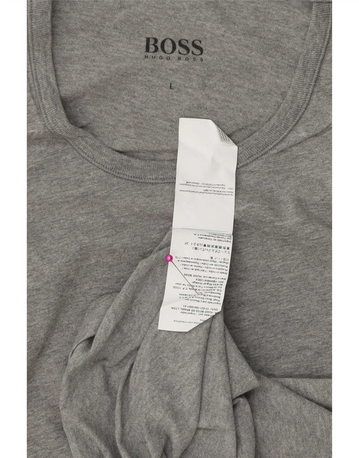 Hugo Boss Mens T-Shirt Top Large Grey Cotton