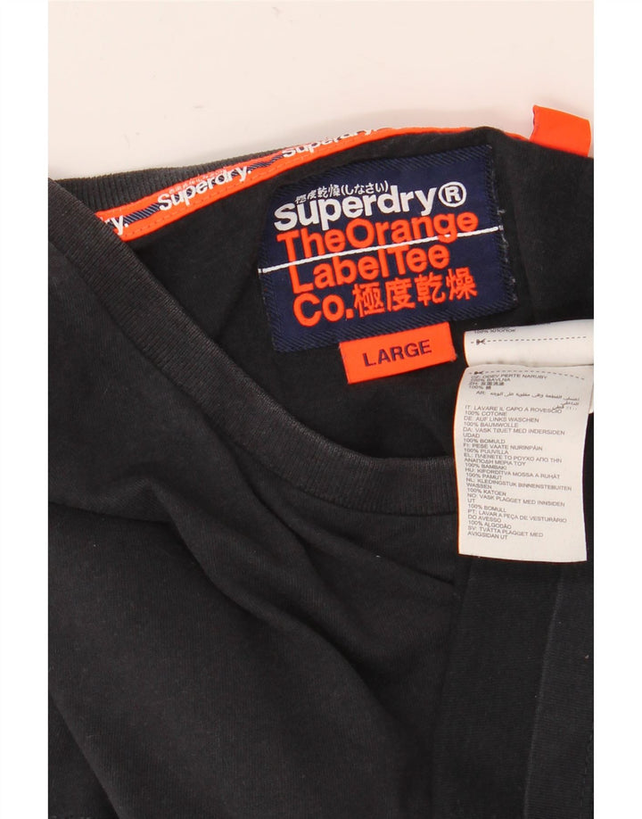 Superdry Mens T-Shirt Top Large Black Cotton