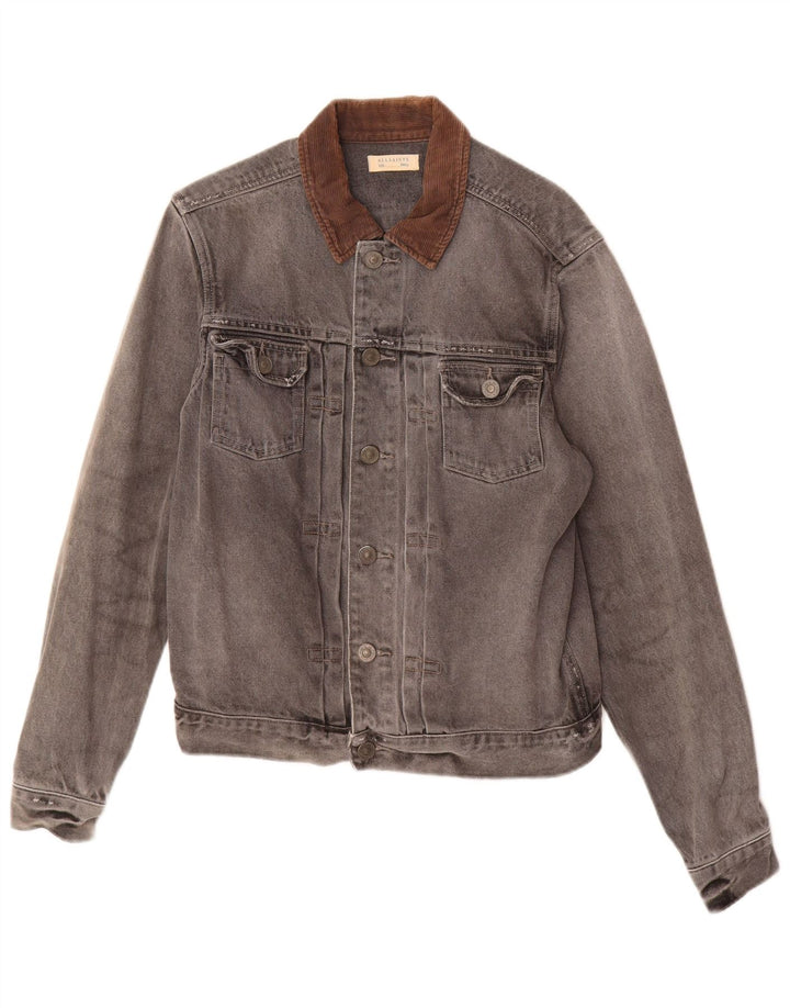 All Saints Mens Denim Jacket UK 36 Small Grey Cotton