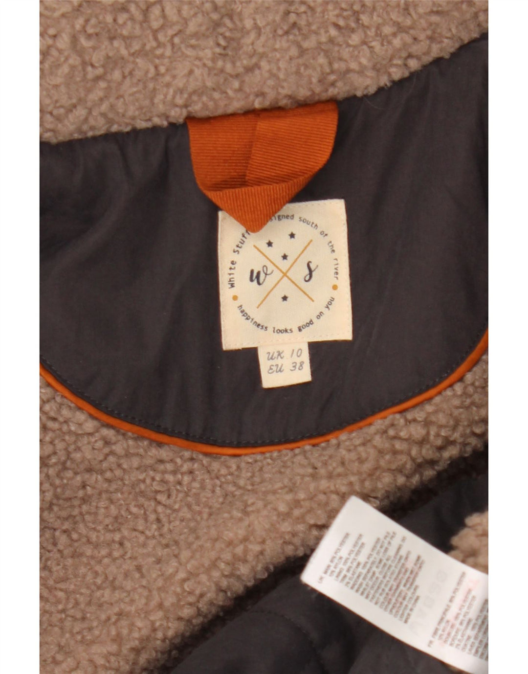 White Stuff Womens Hooded Quilted Overcoat UK 10 Small Grey Polyester