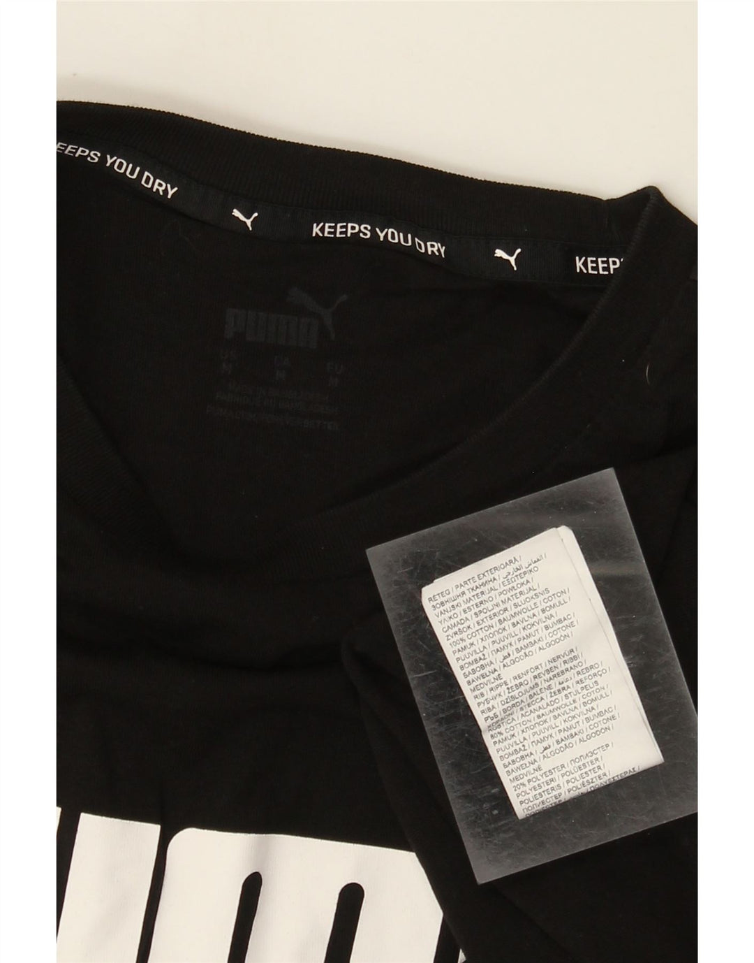 Puma Mens Graphic T-Shirt Top Medium Black Cotton