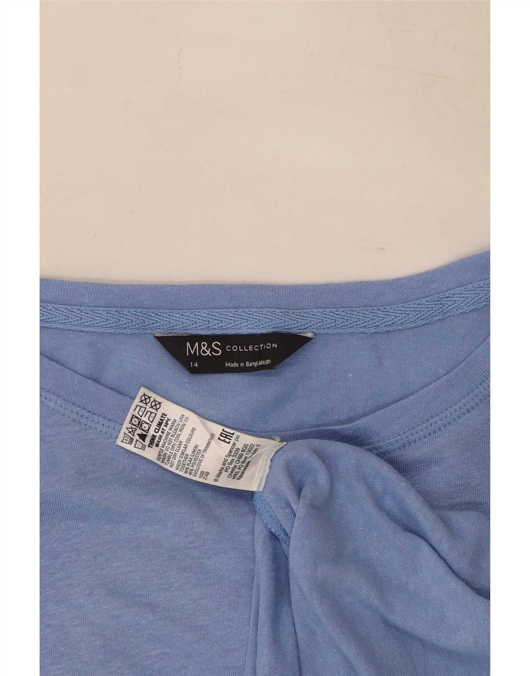 Marks & Spencer Womens Top Long Sleeve UK 14 Medium Blue Linen