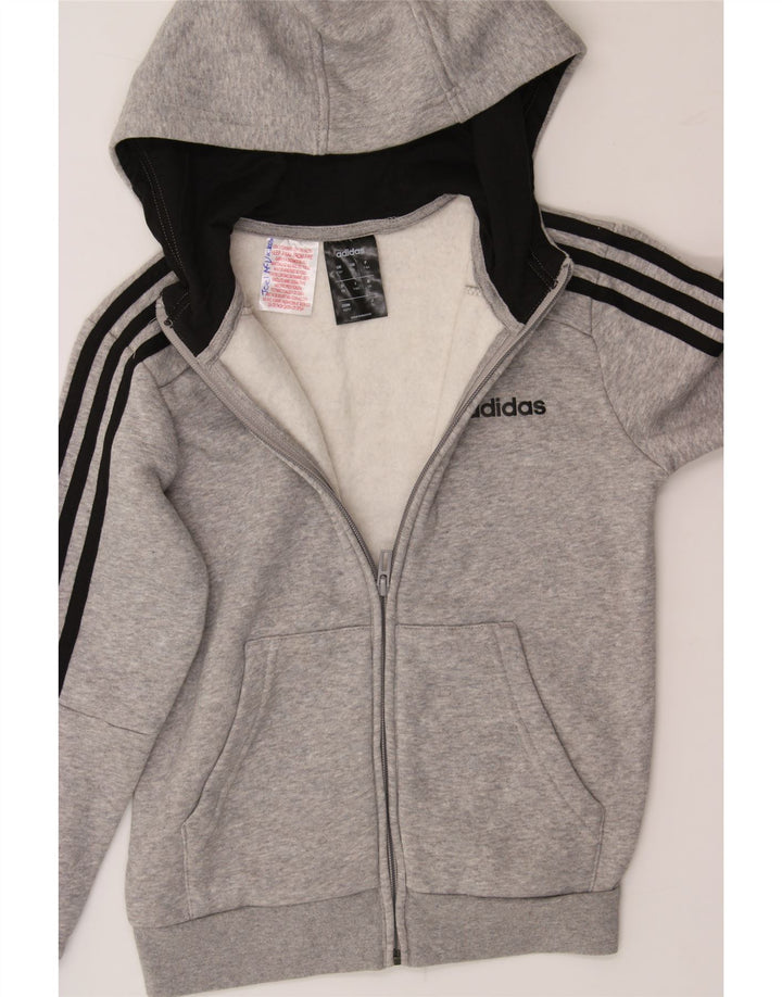 ADIDAS Boys Zip Hoodie Sweater 7-8 Years Grey Cotton Vintage Adidas and Second-Hand Adidas from Messina Hembry 