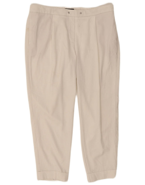 Marks & Spencer Womens Tapered Cropped Trousers UK16 Large W34 L25 White