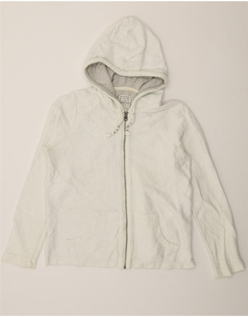 FAT FACE Womens Zip Hoodie Sweater UK 14 Medium White Chevron Cotton Vintage Fat Face and Second-Hand Fat Face from Messina Hembry 